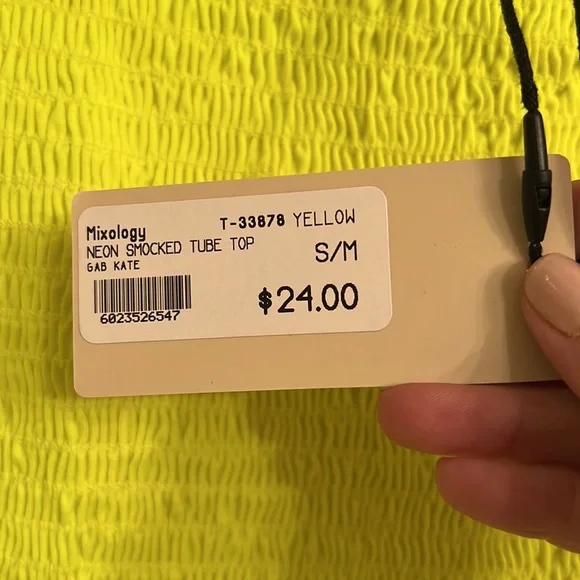 NWT Gab Kate smocked yellow tube top - Picture 3 of 6